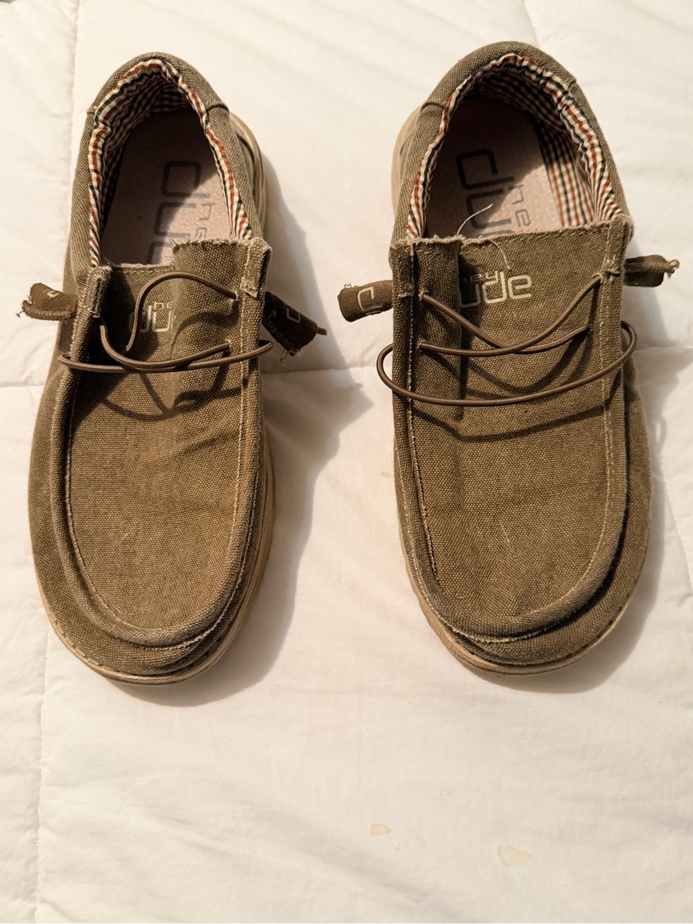 Hey Dude Tan/Brown Canvas Slip-On Loafers